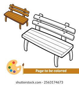 coloring book for kids, wooden bench vector