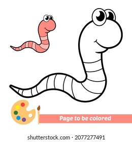 Coloring book for kids, worm vector