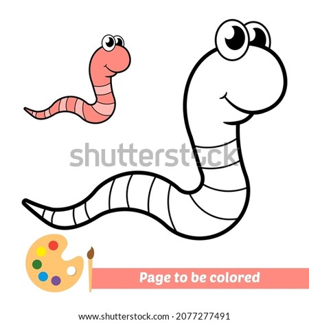Coloring book for kids, worm vector