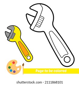 Coloring book for kids, wrench vector