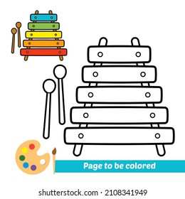 Coloring book for kids, xylophone vector