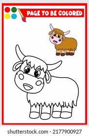 coloring book for kids. yak vector