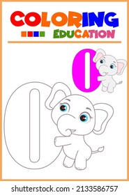 coloring book for kids, zero little elephant