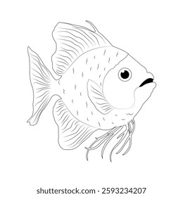 Coloring book for kids,colorful fish vector illustration.Line art