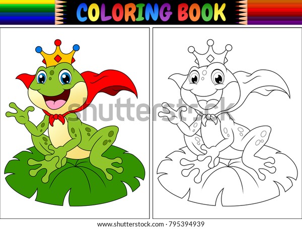 Coloring Book King Frog Cartoon Stock Vector (Royalty Free) 795394939