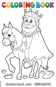 Coloring book king on horse theme 1 - eps10 vector illustration.
