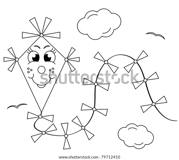 Coloring Book Kite Vector Illustration Stock Vector (Royalty Free) 79712410