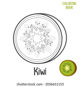 Coloring book with kiwi fruit vector illustration printable on paper for children's educational media