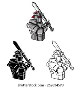 Coloring book Knight warrior cartoon character