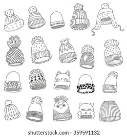 Coloring book knit hats set