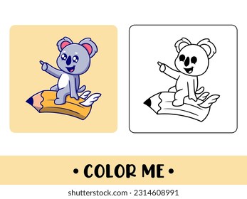 Coloring book koala bear. Cute cartoon character. education for kids