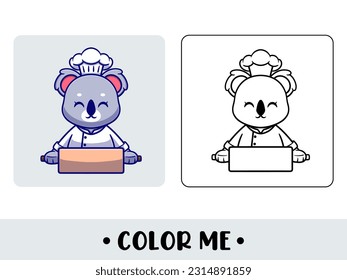 Oso de koala, libro de coloración. Personaje de dibujos animados. educación para los niños
