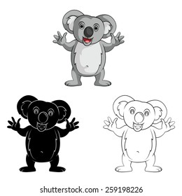 Coloring book Koala Doll cartoon character - vector illustration .EPS10