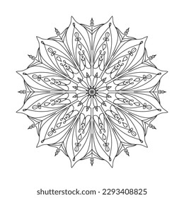Libro de Colores Patrón de encaje El tatuaje. Vector Mandala. Floral. Flor. Oriental. Página Libro. Esquema.Patrón de mandala abstracta del vector. Arte en la pared. Simple
