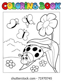 Coloring book with ladybug 1 - vector illustration.