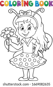 Coloring book ladybug girl theme - eps10 vector illustration.