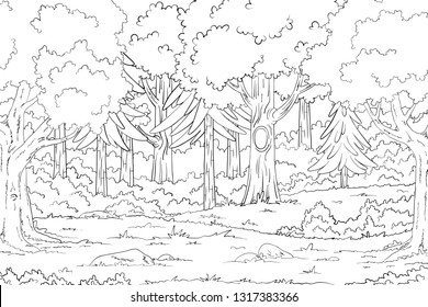 Coloring Book Landscape Hand Draw Vector Stock Vector (Royalty Free ...