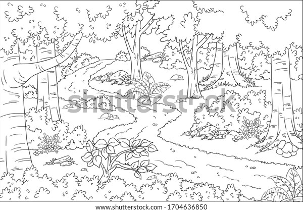 Coloring Book Landscape Hand Drawn Vector Stock Vector (Royalty Free ...