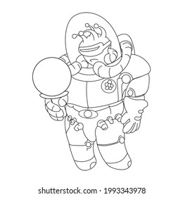 Coloring Book Line Art Alien Astronaut Stock Vector (Royalty Free ...