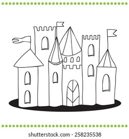 Coloring book - Line Art Illustration of a Castle 