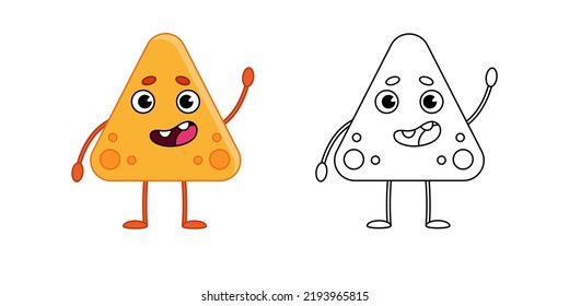 Coloring book. Linear illustration of a cute cartoon yellow monster or alien. Black and white vector illustration isolated