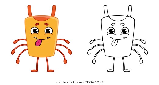 Coloring book. Linear illustration of a cute cartoon yellow monster or alien. Black and white vector illustration isolated