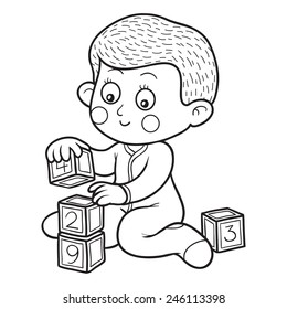 Coloring book (little boy and cubes)