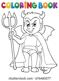 Coloring book little devil - eps10 vector illustration.