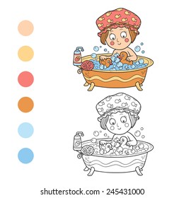 Coloring book (little girl in the bathroom)