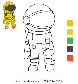 coloring book for little ones space astronaut theme. color reference is available