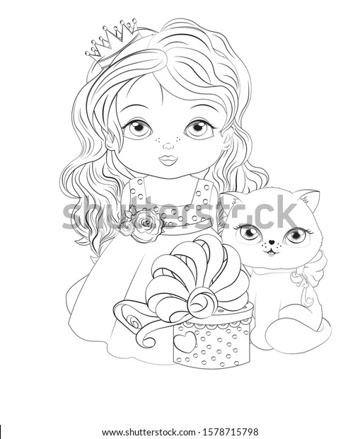 Image Vectorielle De Stock De Livre De Coloriage Petite Princesse Bebe