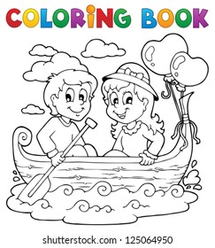 Coloring book love theme image 1 - vector illustration.