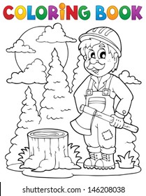 Coloring book lumberjack theme 1 - eps10 vector illustration.