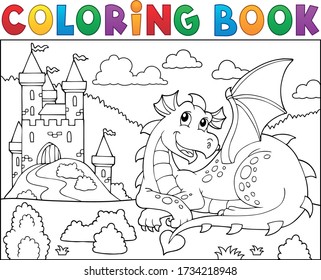 Coloring book lying dragon theme 2 - eps10 vector illustration.