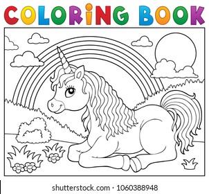 Coloring book lying unicorn theme 2 - eps10 vector illustration.