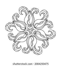 Coloring book, mandala, abstract elements, flower pattern . For adults and older children.
