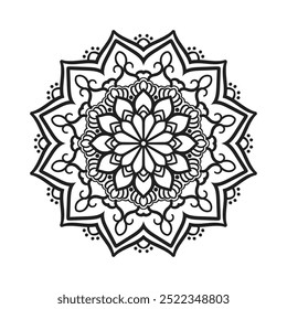 Coloring Book Mandala. Circle lace ornament, round ornamental mandala pattern, black and white design. vector for coloring page for adults. Mandala Coloring Page Illustration for Kids and Adults