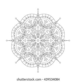 Coloring Book Mandala. Circle lace ornament, round ornamental mandala pattern, black and white design. vector for coloring page for adults - Shutterstock ID 439534084