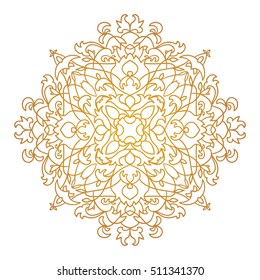 Coloring Book Mandala. Circle lace ornament, round ornamental mandala pattern, black and white design. vector for coloring page for adults