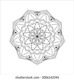 Coloring book mandala. Decorative round ornament. Anti-stress therapy design element.