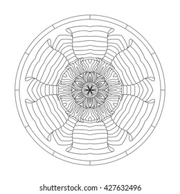 Coloring book mandala. Decorative round ornaments. Weave design elements.