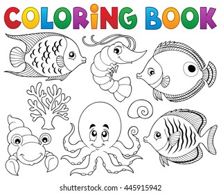 Coloring book marine life theme 2 - eps10 vector illustration.