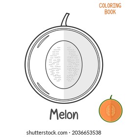 Coloring book with melon fruit vector illustration that can be printed on paper for children's educational media
