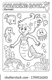 Coloring book mermaid topic 4 - eps10 vector illustration.