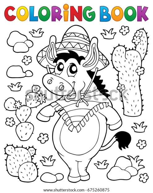 Coloring Book Mexican Donkey 1 Eps10 Stock Vector (Royalty Free) 675260875