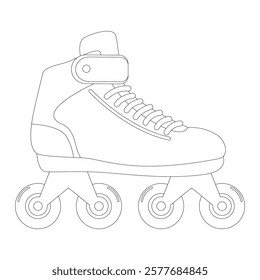 Coloring book of modern design roller skate. Simple cartoon vector illustration of wheels kid sport shoes. Sport or casual inline skates isolated on white background.