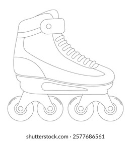 Coloring book of modern design roller skate. Simple cartoon vector illustration of wheels kid sport shoes. Sport or casual inline skates isolated on white background.