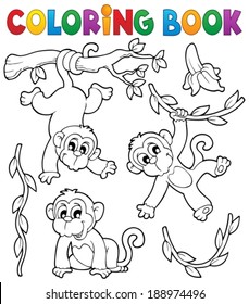 Coloring book monkey theme 1 - eps10 vector illustration.