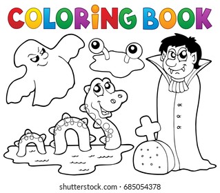 Libro de coloreado tema monstruo 4 - ilustración vectorial eps10.