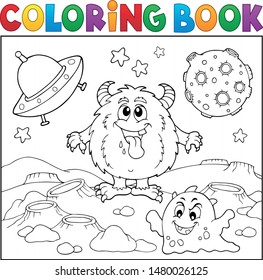 Coloring book monsters in space theme 1 - eps10 vector illustration.